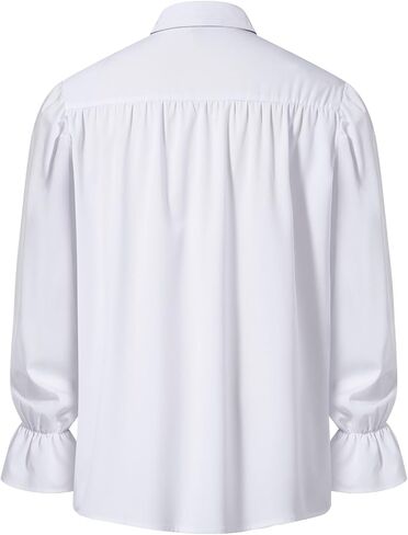 Men's Vintage Ruffled Lace Up Shirts for Vampire Pirate Renaissance Medieval Victorian Gothic Costume Without Belt in Saudi Arabia