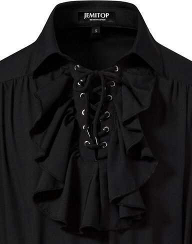 Men's Vintage Ruffled Lace Up Shirts for Vampire Pirate Renaissance Medieval Victorian Gothic Costume Without Belt in Saudi Arabia