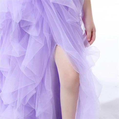 Qmker Girls Long Tutu Skirts Princess Slit Dress Candy Color Tulle Maxi Skirts Floor Length for Birthdany Party Handmade in Kuwait