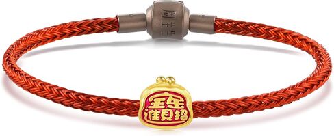 CHOW SANG SANG 999 24K Solid Gold Mini Charm Wealthy Pocket Charme Blessing Bracelet for Women 92978C (19) in Saudi Arabia