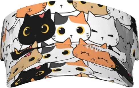 Cute Cat Hats Sun Visors for Women Men Cat Print Sports Sun Visor Hats Sun Protection Cap Hats Unisex in Saudi Arabia