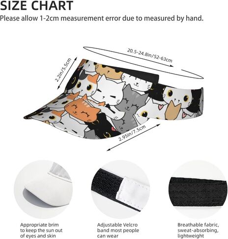 Cute Cat Hats Sun Visors for Women Men Cat Print Sports Sun Visor Hats Sun Protection Cap Hats Unisex in Saudi Arabia
