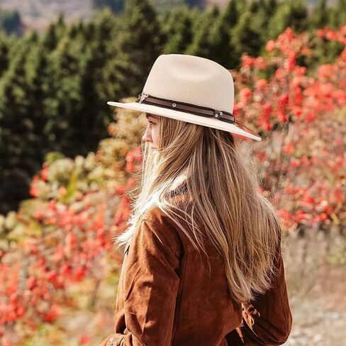 قبعة باينابل آند ستار صن سترو فيدورا للشاطئ بضفائر دقيقة بعامل حماية من الأشعة فوق البنفسجية 50+ للجنسين... in Kuwait