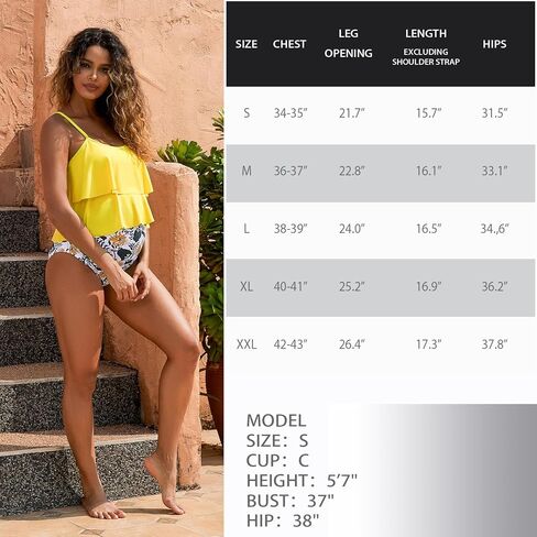 GINKANA Womens Maternity Tankini Swimsuits 2 Piece Maternity Swimwear Bathing Suit Double Ruffle Hem Pregnancy Swimming Suits in Saudi Arabia
