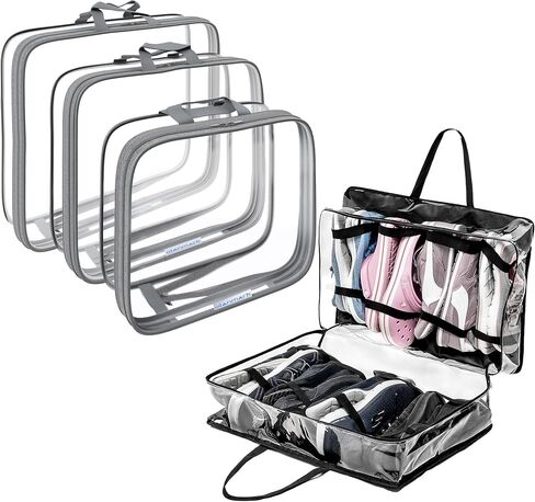 مجموعة من 3 مكعبات تعبئة مضغوطة شفافة - حقيبة سفر للأحذية لأحذية متعددة 8 أزواج in Kuwait