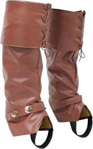 PROCOS رجل القراصنة في العصور الوسطى يغطي التمهيد بو الجلود درع الساق التمهيد تأثيري حلي التبعي in Kuwait