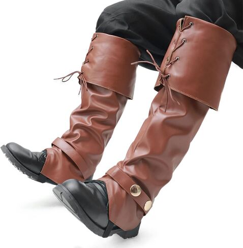 PROCOS رجل القراصنة في العصور الوسطى يغطي التمهيد بو الجلود درع الساق التمهيد تأثيري حلي التبعي in Kuwait