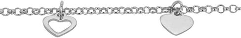 Vanbelle Sterling Silver Jewelry - Rhodium Plated 925 Stamp - Dangling Open and Close Heart Charm Anklet - Foot Jewelry Stylish Beautifully Designed - 9" Long + 1" Extender in Kuwait