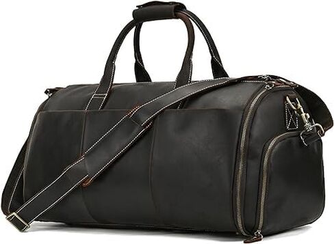 Convertible Garment Bag Genuine Leather with Shoes Compartment Customized Full Grain Leather Carry on Duffle Bag for Men Women Hanging Weekender Business Suitcase in Saudi Arabia