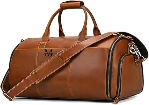 Convertible Garment Bag Genuine Leather with Shoes Compartment Customized Full Grain Leather Carry on Duffle Bag for Men Women Hanging Weekender Business Suitcase in Saudi Arabia