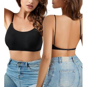 Low Back Bra for Women, Seamless Padded Bralettes Backless Bra, Everyday Removable Strap Sports Multiway Bras