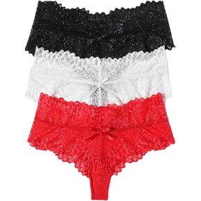 Avidlove Womens Underwear Lace Briefs Panties for Women Low Waist Thong Sexy Hipster Ladies Underpants 3 Pack M