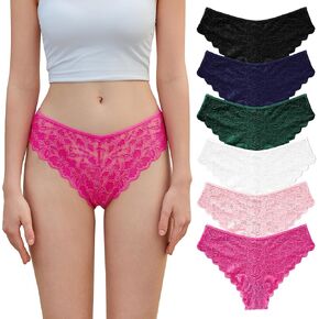 DEANGELMON Women Floral Lace Panties Cheeky Hipster Bikini Underwear Sexy V-Shape Waistband Tangas