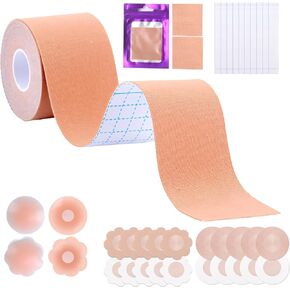 Boob Tape Kit Large Breast Lift with Petals and Covers Invisible Boobtape for A-G Cup Beige