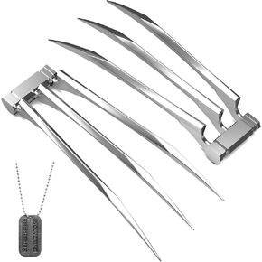 Metal Wolf Claws, Full Metal Claws for Adults with Necklace, Set of 2, One Pair (Assembly Required)