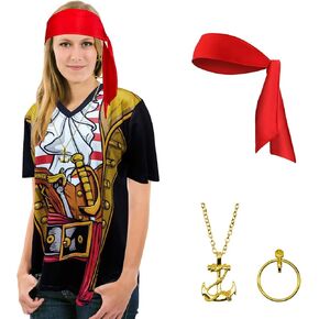 زي القراصنة زي الرجال والنساء الملحقات، تي شيرت مضحك قراصنة الرحلات البحرية، قميص الكاريبي الجدة لجميع القديسين in Kuwait