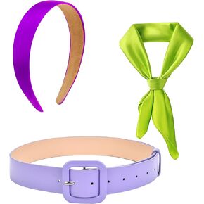 Women purple headband and green scarf costume accessories for Halloween party set