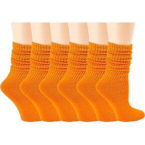 Lightweight Soft Cotton Slouch Scrunch Socks Size 9-11 - Fits Teen, Girl, Womens Shoe Size 6-9, 6 Pack