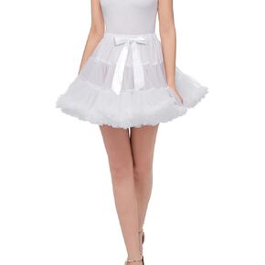 Womens Short Skirt Fluffy Petticoat Underskirt for Cosplay Costume Dress PPT625 White