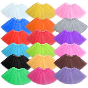 18 Packs Adult Tutu Tulle Skirts for Women,Ballet Cheerleading Girl Cute Skirts,3 Layered 80s Skirts for Cosplay Dance Party Costume Dress,18 Colors