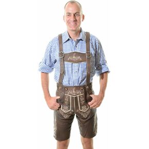Men's Oktoberfest Lederhosen BERLIN Dark Brown - Oktoberfest Lamb Leather Trousers