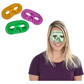 The Dreidel Company Mardi Grass Masks, Face Costume Accessories, Party Favor Supplies, Great for Quick Costumes, 6.75" Inches