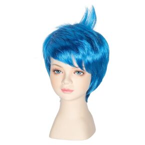Girls Kids Short Straight Blue Pixie Cut Wig Child Cosplay Wig Halloween Party