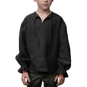 Boys Pirate Shirt Costume Kids Medieval Renaissance Costume Ruffled Long Sleeve Halloween Scottish Jacobite Tops