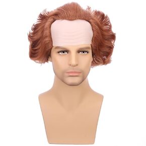 Brown Bald Wig for Kids Boys Short Dark Orange Wig Halloween Cosplay Wig Costume Wig