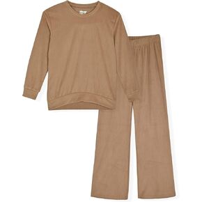 Sleep On It Girls Pajama Pants Set for Kids | 4 Piece Velour Sleep Sweatshirt and Fleece Pant Set Pajamas for Girls