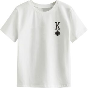SweatyRocks Boy's Letter Tees Graphic Print Tops Crewneck Short Sleeve Casual T Shirts