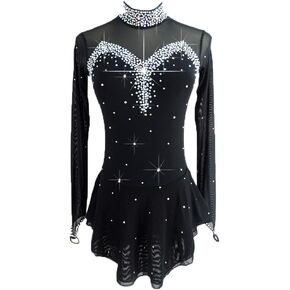 LIUHUO Blue Ice Figure Skating Dress for Girls Women Backless Long-Sleeved Beaded Dresses…