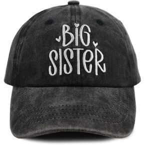 Big Sister Hats for Girls Age 3-10 Years Old, Funny Adjustable Embroidered Cotton New Big Sister Baseball Cap