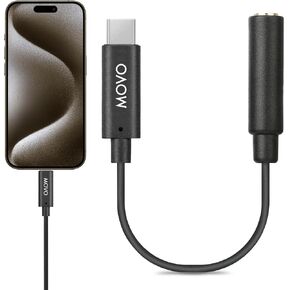 Movo UCMA-1 Female 3.5mm TRS Microphone Adapter Cable to USB Type-C Connector Dongle - Compatible with Samsung Galaxy, Pixel, Moto, HTC, iPad Pro Smartphones and Tablets - USB C to 3.5mm Audio Adapter in Kuwait