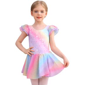 MdnMd Toddler Girls Dance Ballet Leotards with Skirt Ballerina Dresses Tutu Outfits