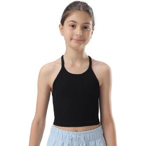Girls Ribbed Crop Tank Top Pack Seamless Racerback Cami Tanks for Teen Girl Dance Athletic Cropped Tops