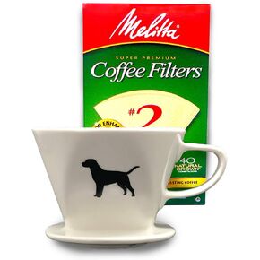 Simply Charmed Ceramic Pour Over Coffee Maker with 40 Count Melitta Filters - Elegant Single Serve Coffee Dripper for Rich Brewed Pour Over Coffee - Base Measures 4", Height 3" - Brews 8-16 oz in Saudi Arabia