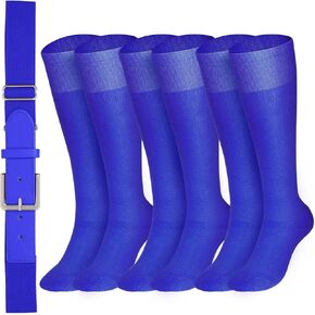 XZQTIVE Baseball Belt and Socks Combo Set 3 Football Baseball Socks with Elastic Softball Belt for Youth Adult,Royal Blue