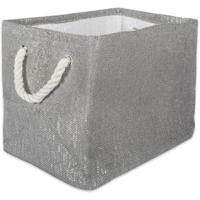 DII Woven Paper Storage Bin, Metallic Lurex, Black, Small Round