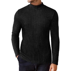 Ekouaer Men's Long Sleeve Shirts Mock Turtleneck Underwear Tops Fleece Ribbed Knit Pullover Sweater Basic Thermal Sweatshirts