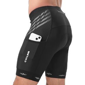 Men's 5D Padded Bike Shorts with 3 Pockets Cycling Shorts Anti-Slip Leg Bicycle Biking Riding Mountain Half-Pants