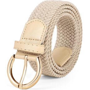JASGOOD Women Braided Woven Elastic Stretch Belt Canvas Casual Belt for Jeans Pants