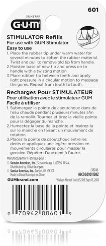 GUM Stimulator Refills - 3 Rubber Tips Included - Compatible with The Stimulator Permanent Handle - Massager, Plaque Removal Health,3ct, 1pk in Kuwait