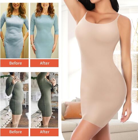 Shapewear Slips for Under Dresses, Full Slip Dress for Women Tummy Control Body Shaper Seamless Shaping Dress in Kuwait