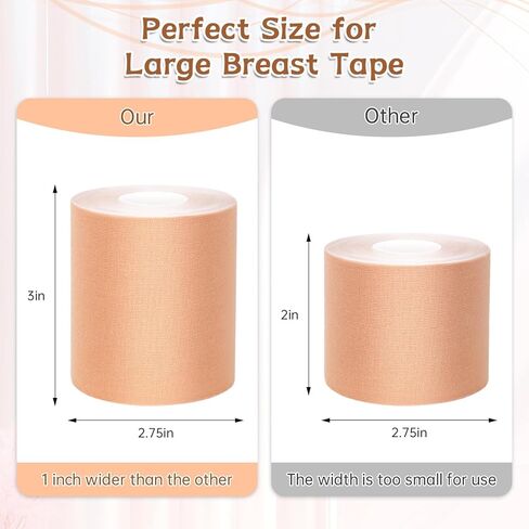 مجموعة شريط الصدر، شريط لرفع الثدي مع بتلات وأغطية الثدي من السيليكون بشريط الجسم، شريط رفع الثدي الفوري بعرض 3 بوصة للثدي، شريط لاصق لاصق قابل للتنفس للملابس بدون ظهر وبدون حمالات in Kuwait