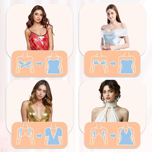 مجموعة شريط الصدر، شريط لرفع الثدي مع بتلات وأغطية الثدي من السيليكون بشريط الجسم، شريط رفع الثدي الفوري بعرض 3 بوصة للثدي، شريط لاصق لاصق قابل للتنفس للملابس بدون ظهر وبدون حمالات in Kuwait