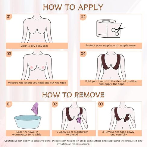 مجموعة شريط الصدر، شريط لرفع الثدي مع بتلات وأغطية الثدي من السيليكون بشريط الجسم، شريط رفع الثدي الفوري بعرض 3 بوصة للثدي، شريط لاصق لاصق قابل للتنفس للملابس بدون ظهر وبدون حمالات in Kuwait