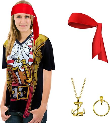 زي القراصنة زي الرجال والنساء الملحقات، تي شيرت مضحك قراصنة الرحلات البحرية، قميص الكاريبي الجدة لجميع القديسين in Kuwait