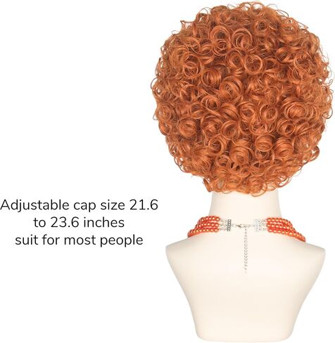 Women Rope Short Curly Red Brown Wig and Glasses Orange Jewelry Set Party Cosplay Wig in Saudi Arabia