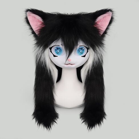 SMILETERNIT الحيوان رئيس القط Fursuit قطع قناع هالوين حفلة تنكرية تأثيري حلي الدعائم in Kuwait
